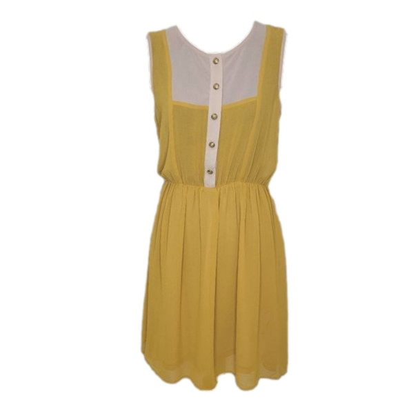 Unbranded Tank Sheer Mustard and Cream Dress - Picture 1 of 16